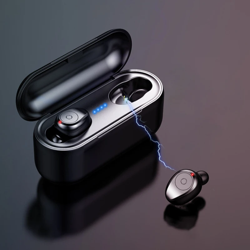 Индикатор заряда беспроводные наушники бинауральные Bluetooth 5 0 с зарядным чехлом