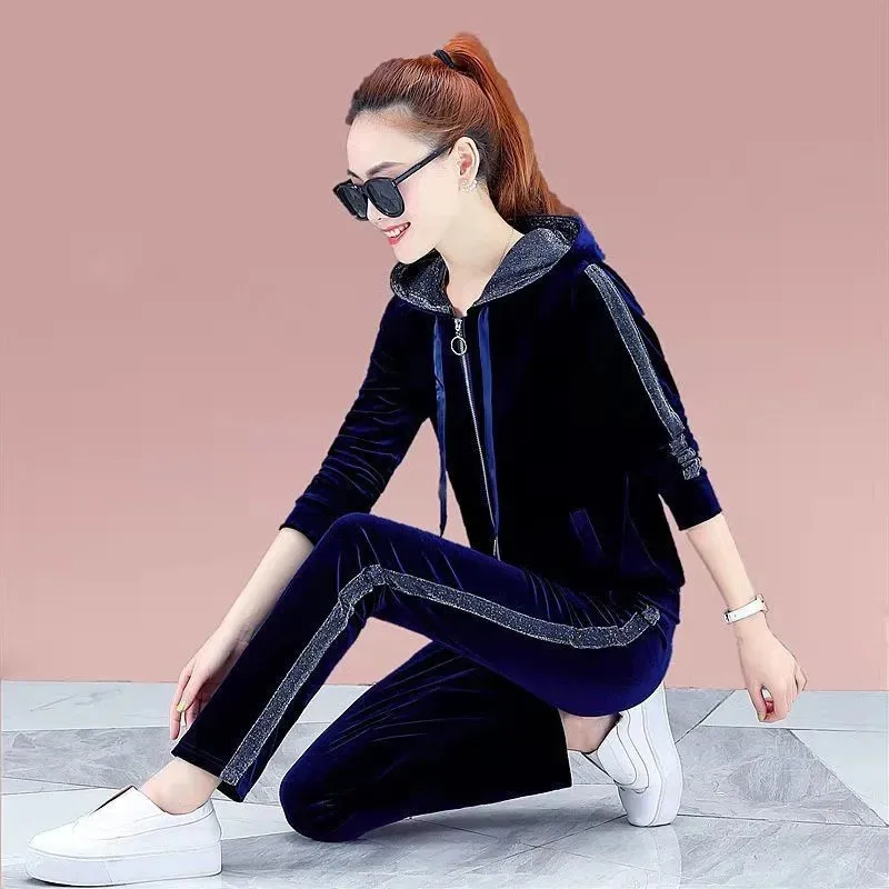 

Korean Corduroy Tracksuit Two Peice Sets Womens Fashion Hooded Top Autumn Pant Spliced Outfits Vintage Embroidery Spring Suit