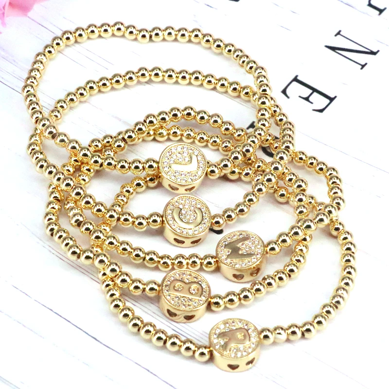 

8 шт. 2020 новый дизайн инициальная буква паве CZ кулон медный сплав бусины Шарм стрейч браслеты браслет для женщин подарок
