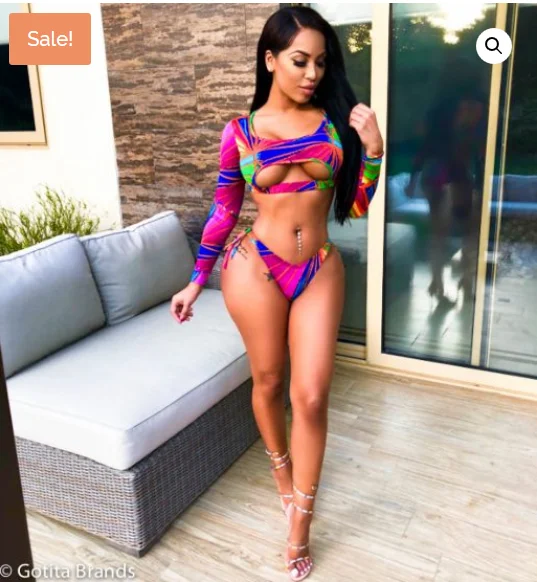 

Sexy Women Colour Bikini Set Bandage Push-Up Padded Long Sleeve Hollow-out Bra Top Swimsuit Bathing Suit Swimwear