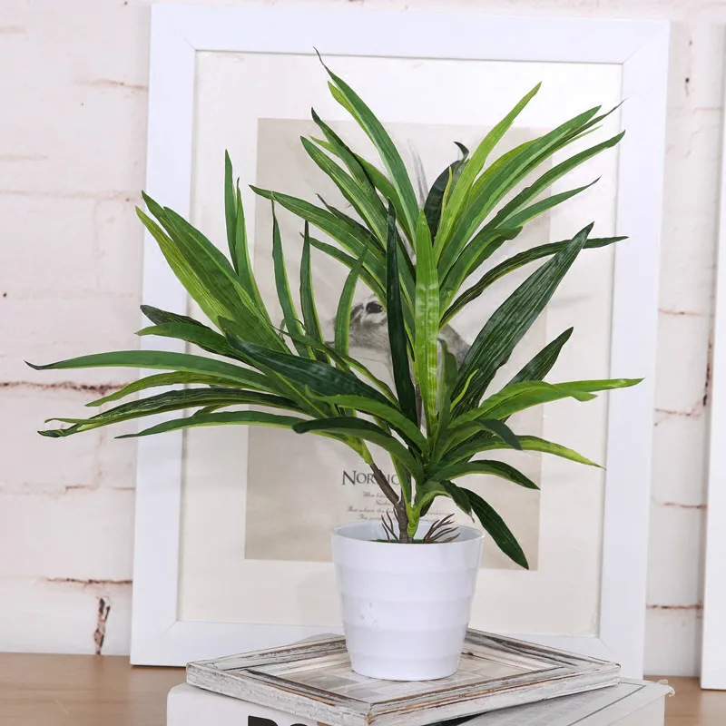 

Green Artificial Plant Palm Leaves Decorative Artificial Flowers Decorative Fern Leaves Desktop Bonsai Home Wedding Decoration