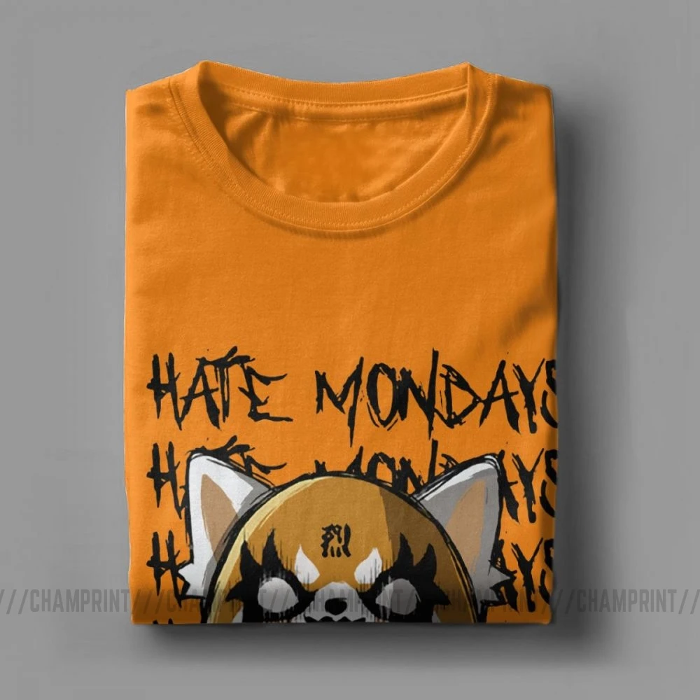 Мужские агрессивные футболки Aggretsuko Retsuko I Hate с надписью понедельник одежда из 100%