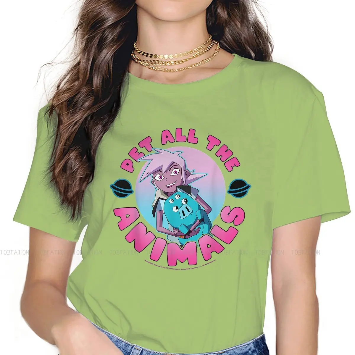 

Pet All The Animals O Neck TShirt Kipo and the Age of Wonderbeasts Fabric Classic T Shirt Girl Tops Individuality Fluffy