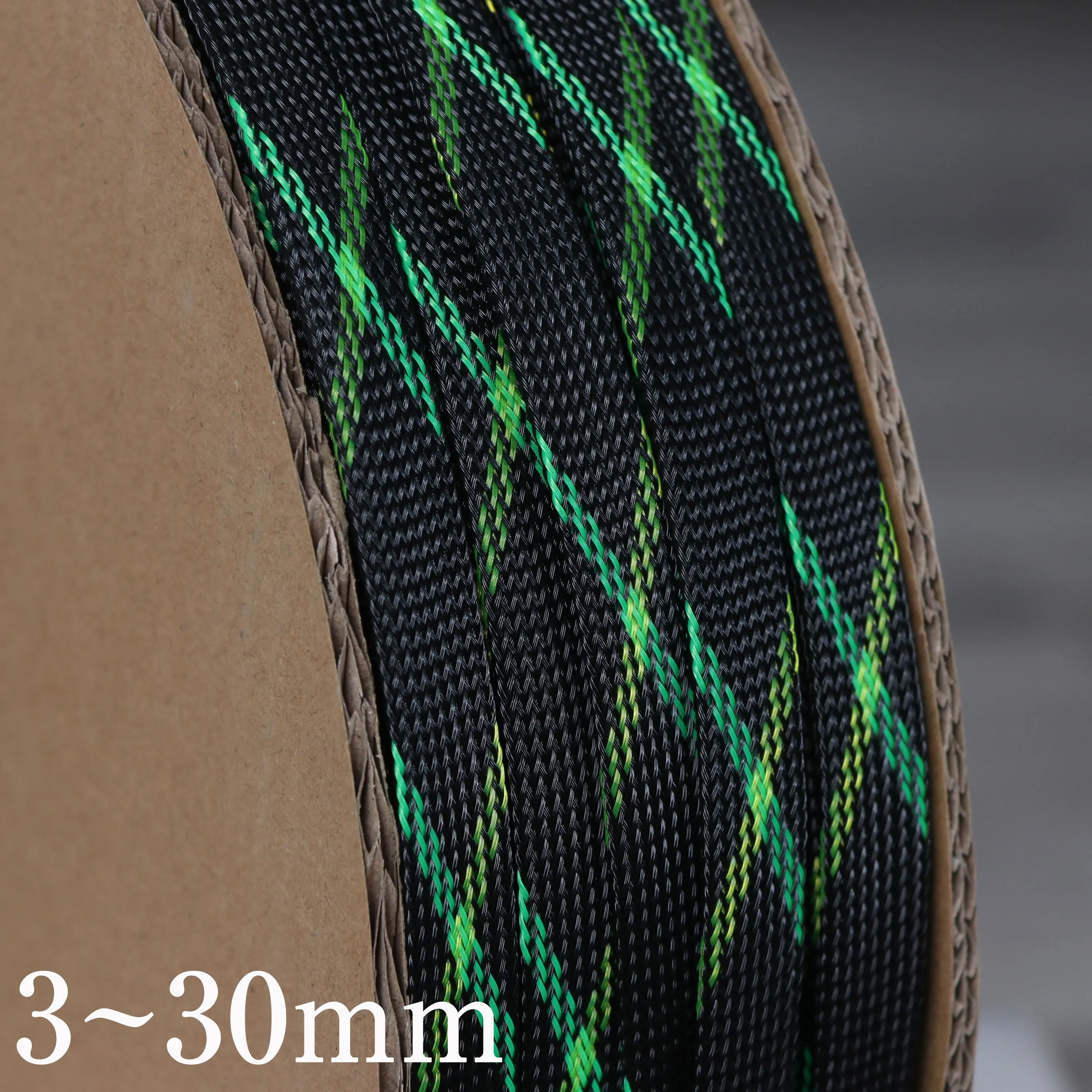 

Black+UV Green+UV Yellow Tight High Density PET Braided Wire Sleeve 3 - 30mm Insulated Cable Protection Expandable Line Sheath