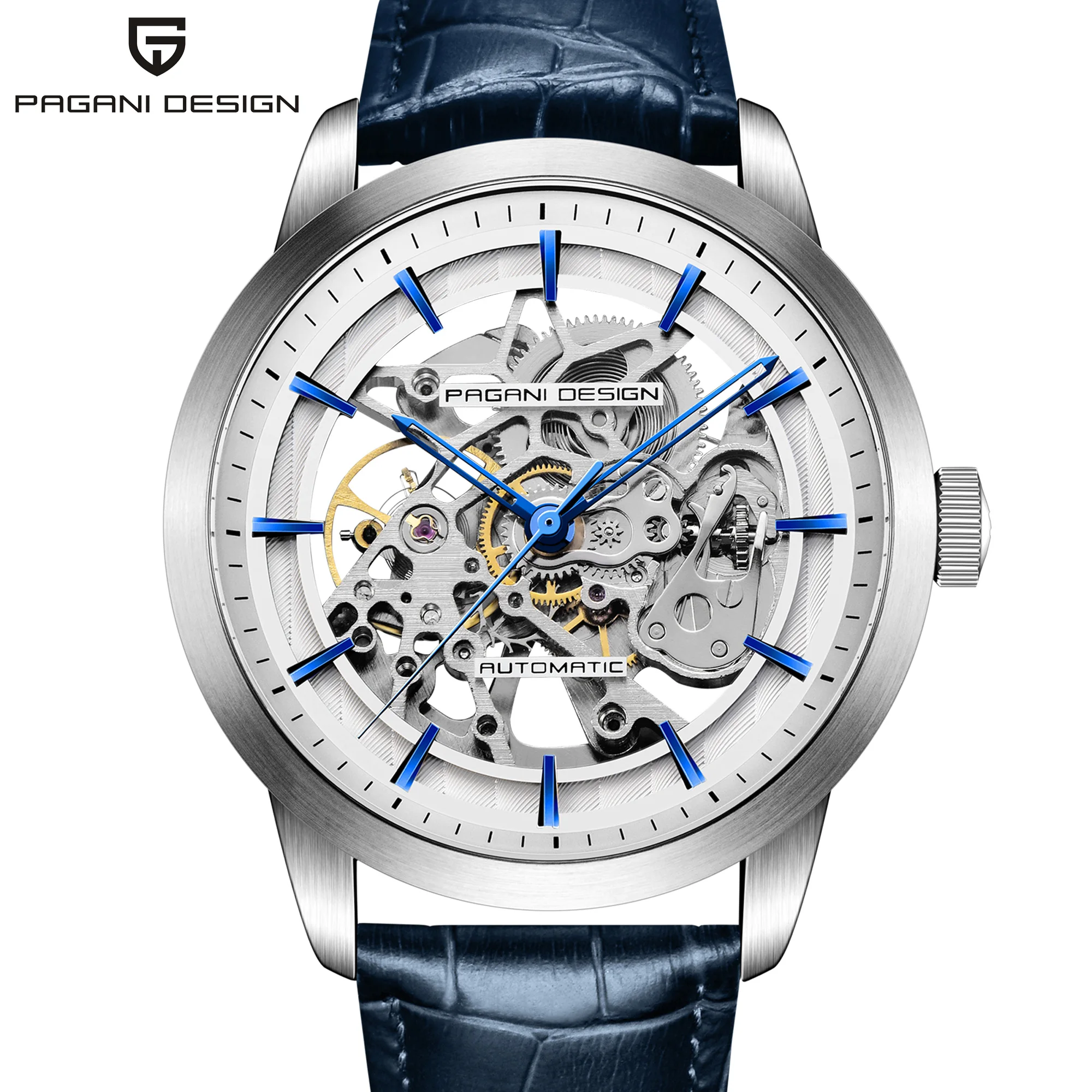 PAGANI Дизайн Часы мужские автоматические G3265Z движение бизнес часы кожаный Скелет