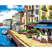 small town acrylic paint by number diy craft kits for adults on canvas 50x65 frame oil picture drawing coloring by number decor