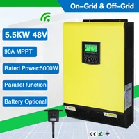 5 5kva 48v on and off grid hybrid solar inerter pure sine wave with 90a mppt charger controller work without battery wifi