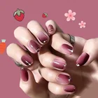 Короткие искусственные ногти с серебристыми краями, 24 шт., модные популярные женские Искусственные ногти с клеем и градиентом