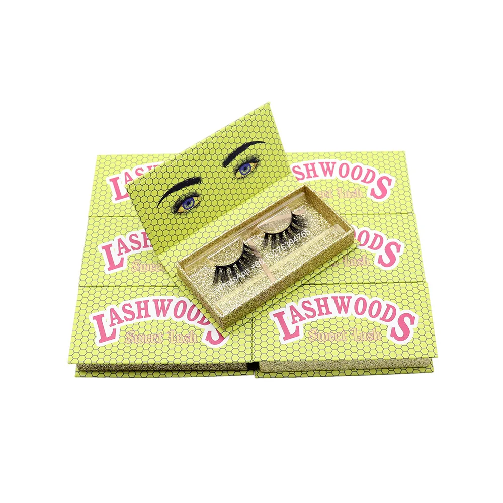 Искусственные желтые Чехлы для ресниц Индивидуальная коробка упаковки норковых