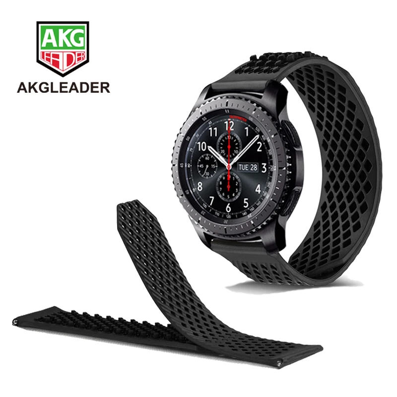 Мягкий резиновый спортивный ремешок AKGLEADER 22 мм для Huawei Watch GT Samsung Galaxy 46 Gear S3 браслет