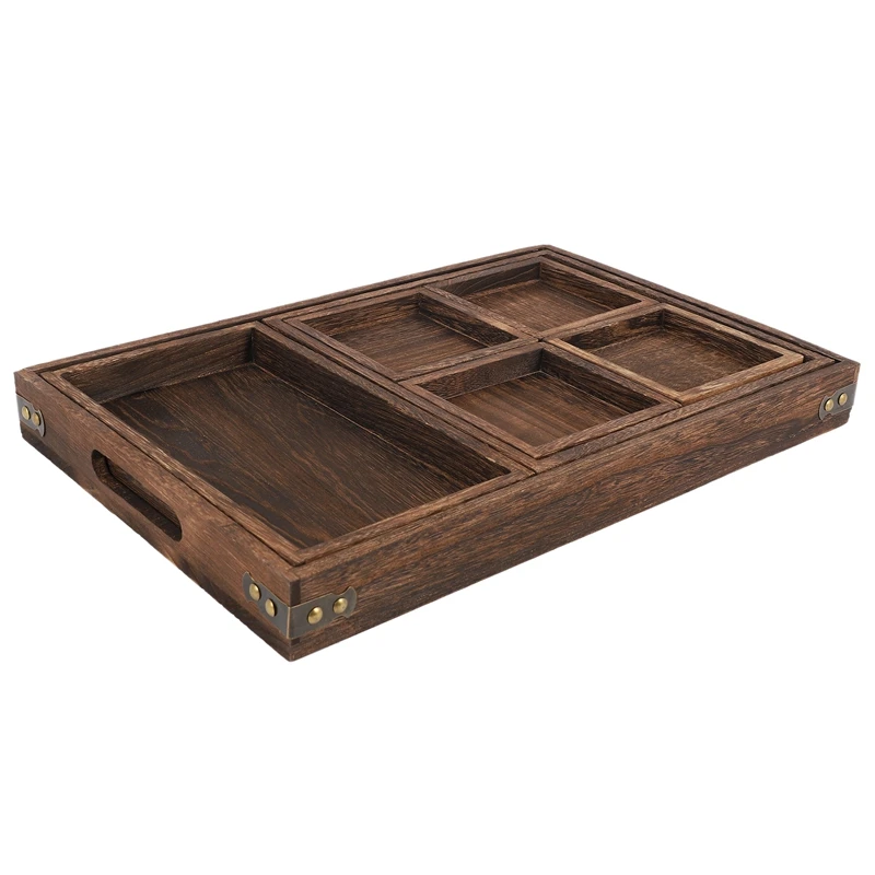 

Wooden Tea Tray Serving Table Plate Snacks Dessert Food Storage Dish Tea Coffee Breakfast Tray Hotel Home Serving Tray