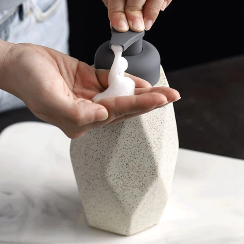 

Bathroom Soap Dispenser, 440Ml Ceramic Shower Gel Bottle Handmade Soap Bottle Nordic Foam Milk Hydraulic Bottle