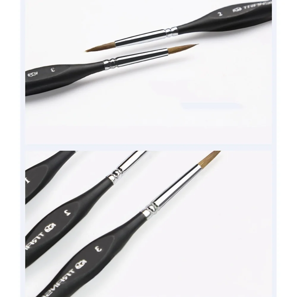 

6Pcs Diverse Sizes Weasel Hair Brushes Set with Triangular Handle for Detail Art Painting Miniatures Acrylic Watercolor Oil Goua