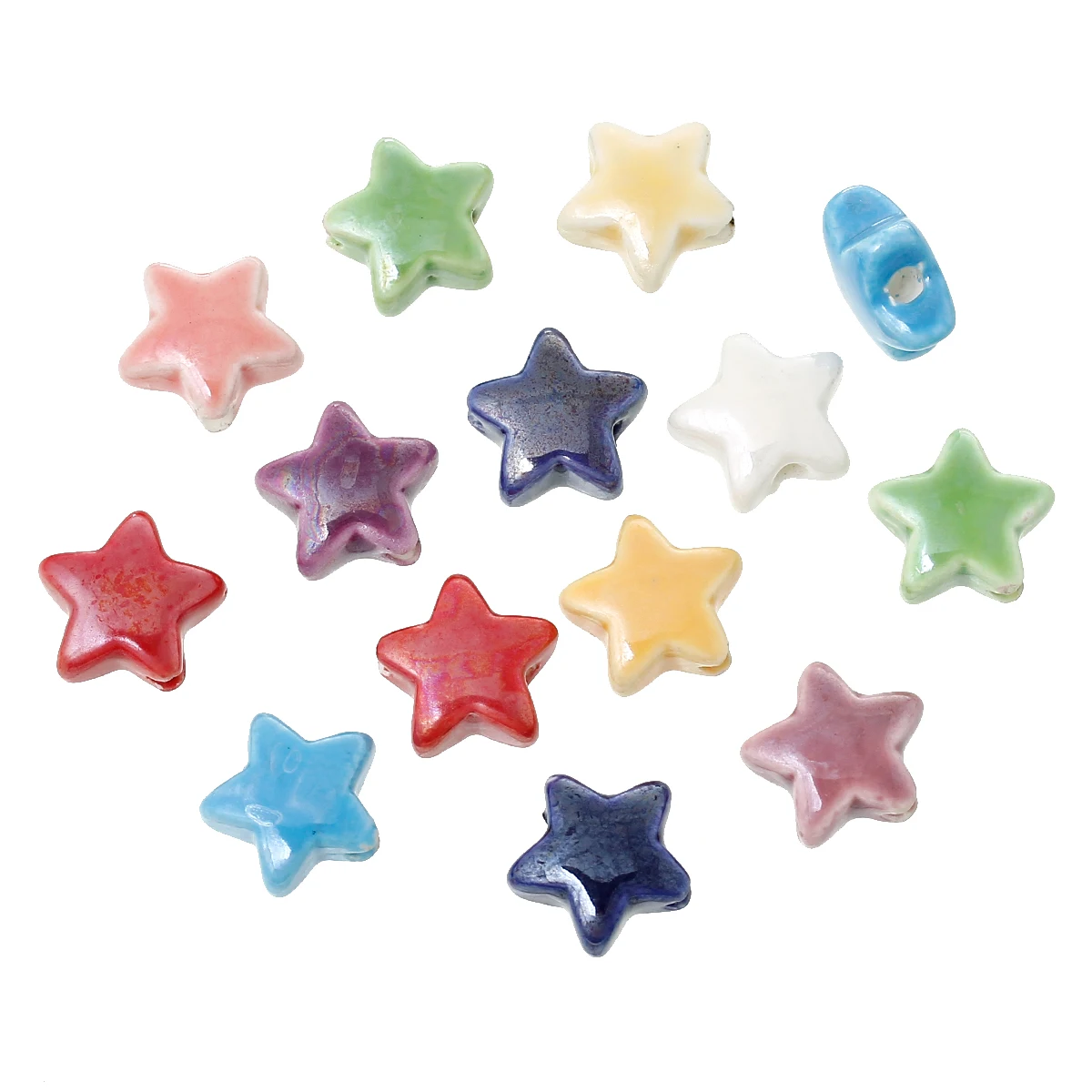 

DoreenBeads 15mm Ceramics Beads Pentagram Star At Random Loose Spacer Beads Jewelry Making Handmade DIY Bracelet Necklace,10PCs