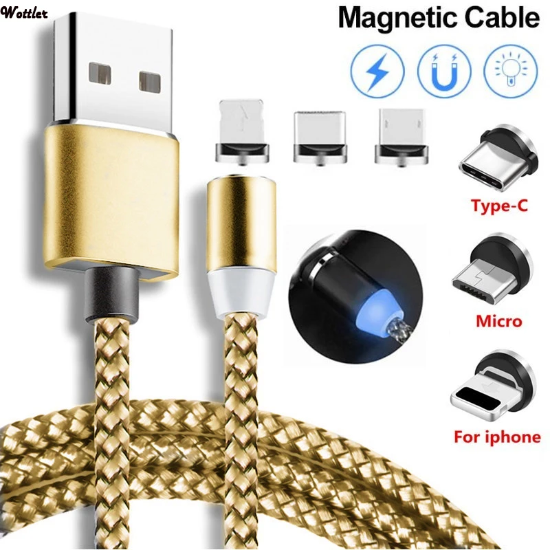 

Magnetic Micro USB Type C 1M Cable For iPhone Xiaomi Android Mobile Phone Fast Charging USB Cable Magnet Charger Wire Cord