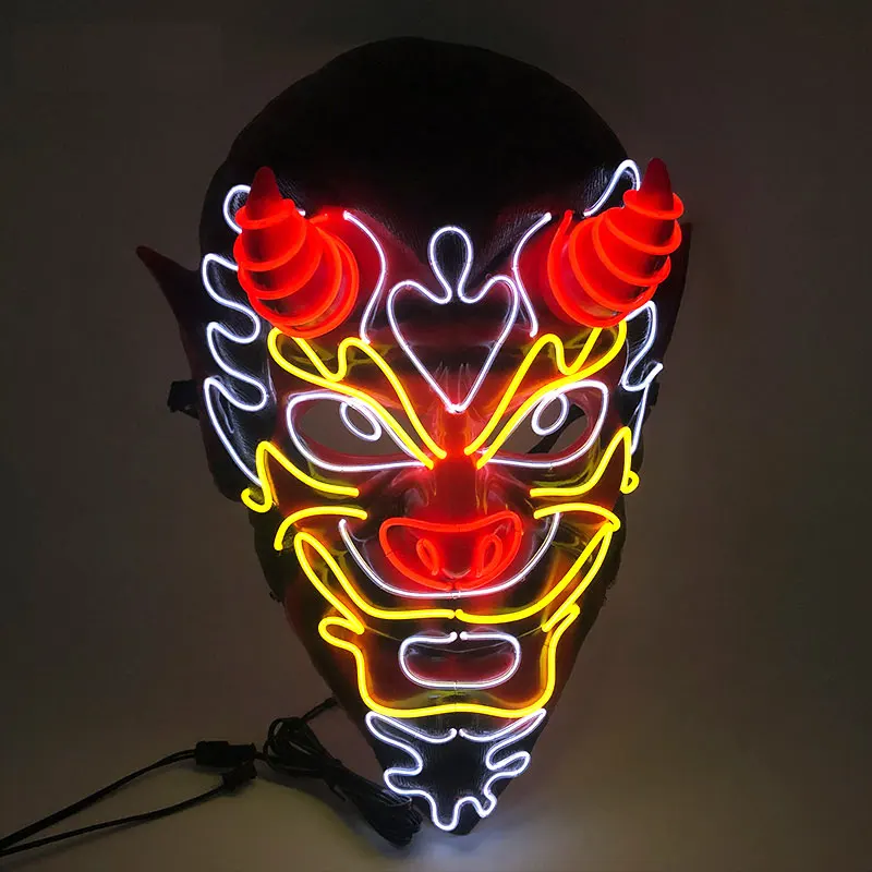 

Scary Theme Party Animal Faucet Glowing Horror In Dark Haunted House For Halloween Light Up Decoration flashing EL Wire Mask