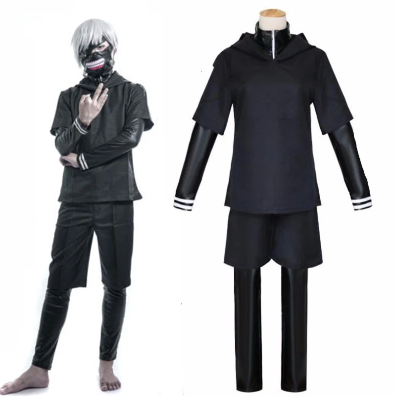 Аниме Токийский Гуль ken kaneki карнавальный костюм полный набор черная Военная