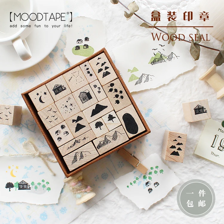 Moodtape винтажные бумажные коробки Дерево Чистый штамп для DIY