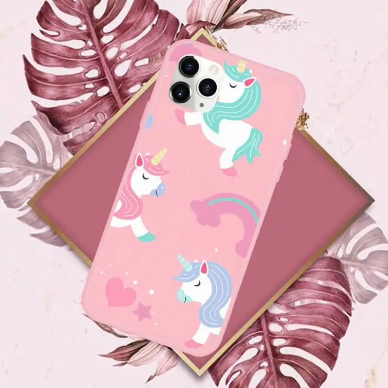 

rainbow pink unicorn Phone Case Candy Color for iPhone 6 7 8 11 12 s mini pro X XS XR MAX Plus
