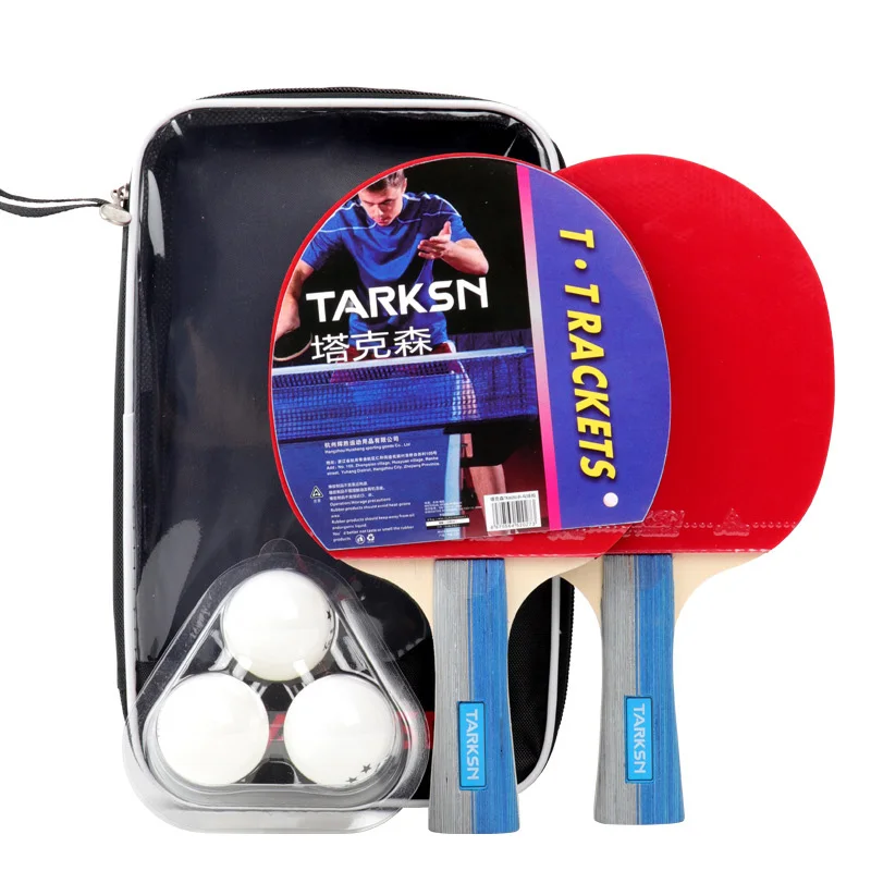 

TARKSN Tennis Rackets Double Face In Rubber Professional Lightweight PingPong Bats Training Accessories 2 Racket And 3 Balls