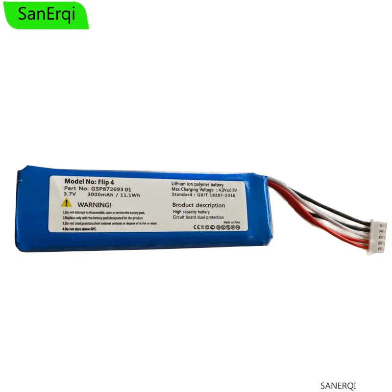 Сменный аккумулятор GSP872693 01 3 7 v 3000mah для J B L Flip 4/Flip 4 Special Edition|Аккумуляторы