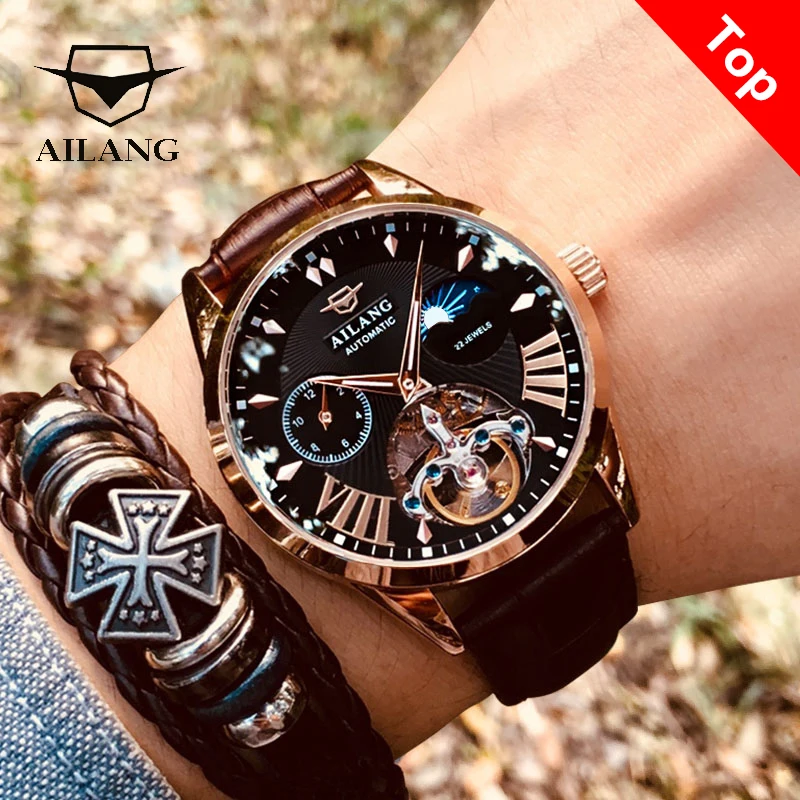 AILANG качественные мужские часы Tourbillon Мужские автоматические швейцарские дизельные часы мужские светящиеся водонепроницаем