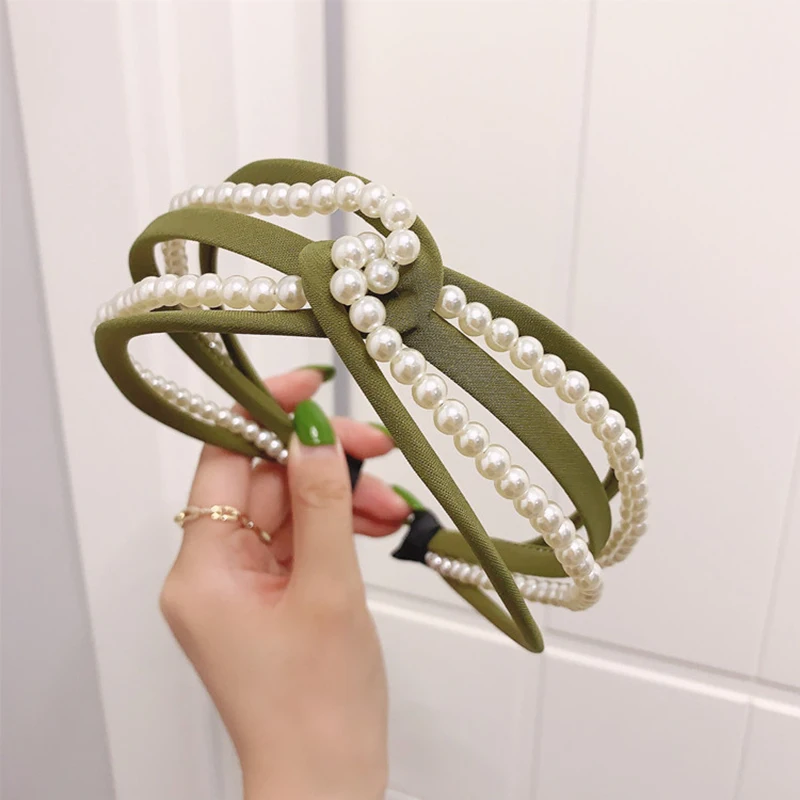 

Fashion Korea Knot Pearl Headband for Women Girls Hairband New Hair Accessories Pearl Tiara Hair Loop Ladies Headband