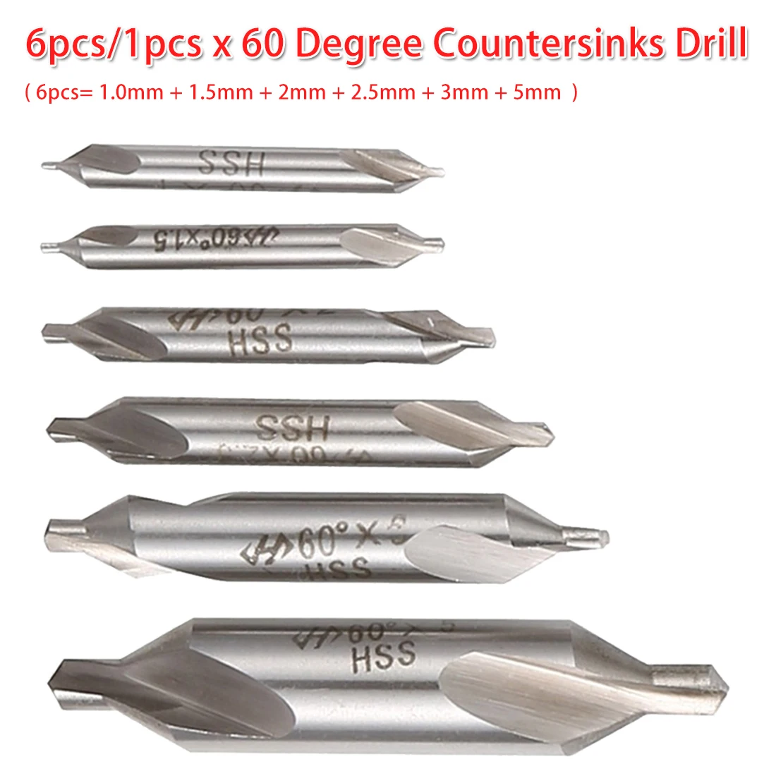 Комбинированное центральное сверло 6 шт./1 шт. из быстрорежущей стали с 60