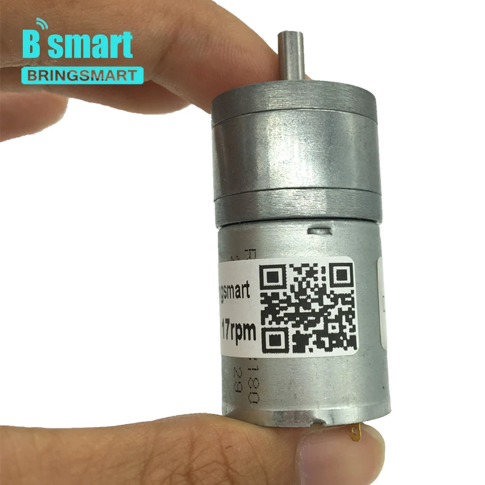 Bringsmart JGA25-370 Шестерни мотор, работающего на постоянном токе 12 В в низких оборотах робот высокий крутящий момент микро 6v МОТОР 12 Вольт 24v DC робот Reducter