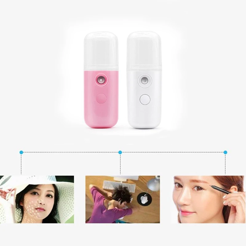 

White Pink Unisex Body Face Universal Difuser Steam Nano With USB Humidifier Facial Spray Beauty Instrement