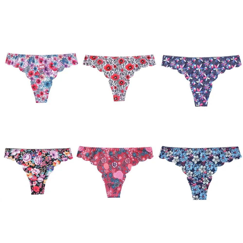 1 шт. женское нижнее белье бесшовные трусики с цветочным принтом g-стринги женские