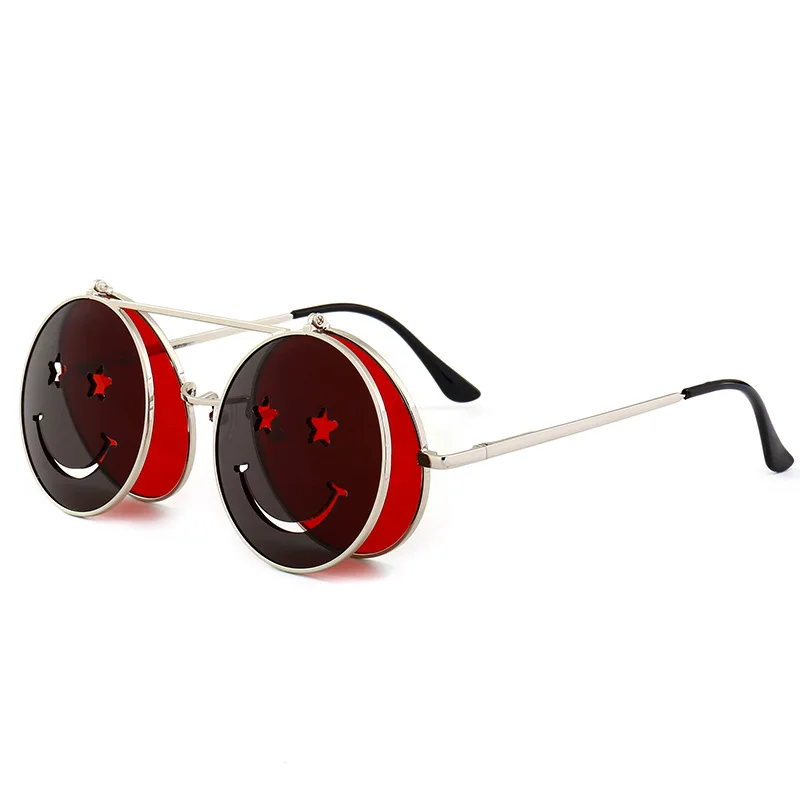 

New Punk Steaming Clamshell Smiley Face Sunglasses European And American Trend Street Shooting Ocean Film Sunglasses Trend