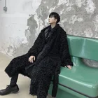 Мужской Свободный Повседневный длинный тренчкот с капюшоном и кисточками в виде перьев, Мужская Уличная одежда на Хэллоуин, в готическом стиле, брикет, пальто, верхняя одежда