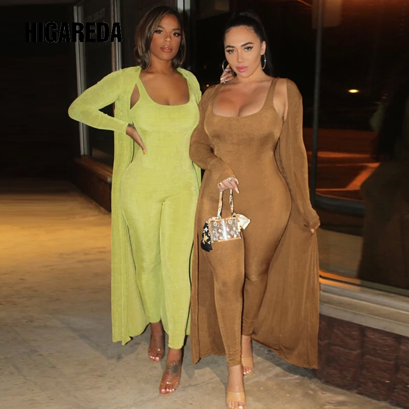 

2020 Long Sleeve Bodycon Jumpsuit Windbreaker 2 Piece Set Autumn Winter Women Fashion Streetwear Stretchy Tracksuit
