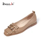 Donna-inНовинка 2021 года; Обувь на плоской подошве в стиле ретро; Женская обувь из воловьей кожи с бахромой и цепочкой; Сезон осень; Удобная женская обувь телесного цвета