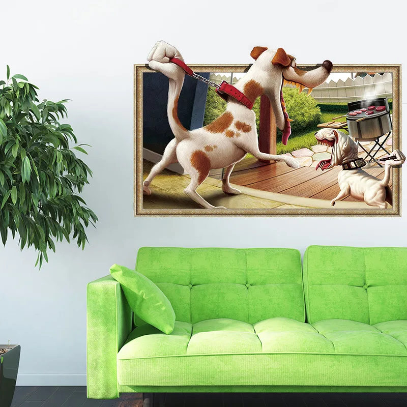 Новые Мультяшные настенные наклейки с изображением милой собаки мышь для