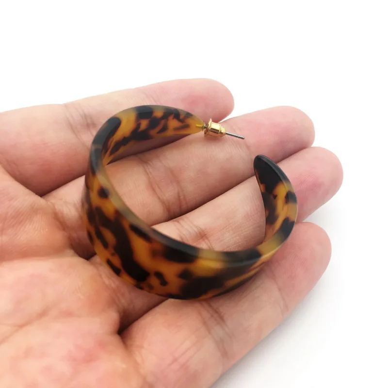 CC Acrylic Earrings Geometric Dangle Drop acetate earring Leopard Print Round Hoop | Украшения и аксессуары