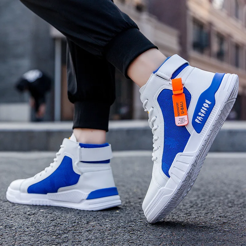 

Skateboarding Shoes for Men Male Basketball Shoes High-top Comfortable Sports Outdoor Non-slip Sneakers White Chaussure Homme