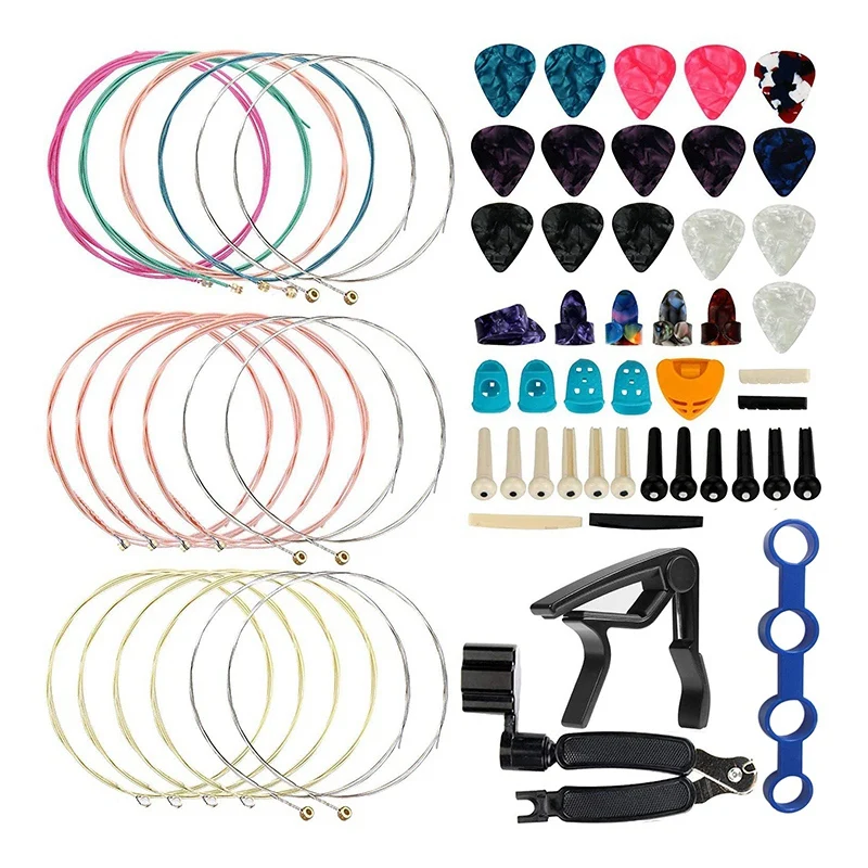 

Guitar Accessories Kit for Beginner Including Guitar Picks,Capo,Acoustic Guitar Strings,3 in 1String Winder,Bridge Pins