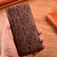 crocodile claw genuine leather case for infinix hot 10 10i 10s 10t nfc play lite magnetic flip cover phone cases