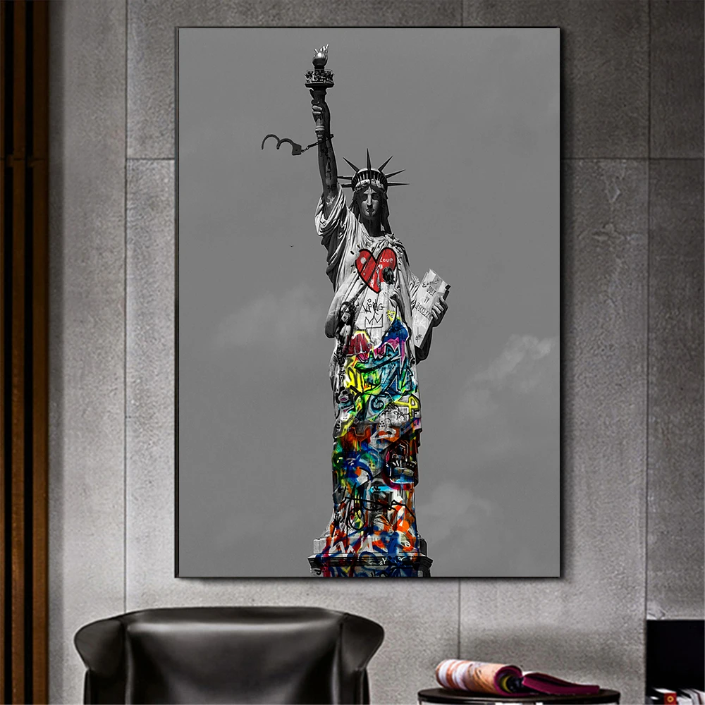 

Street Wall Graffiti Art Liberty Woman Canvas Paintings Abstract Art Canvas Prints For Kids Living Room Cuadros Home Decoration