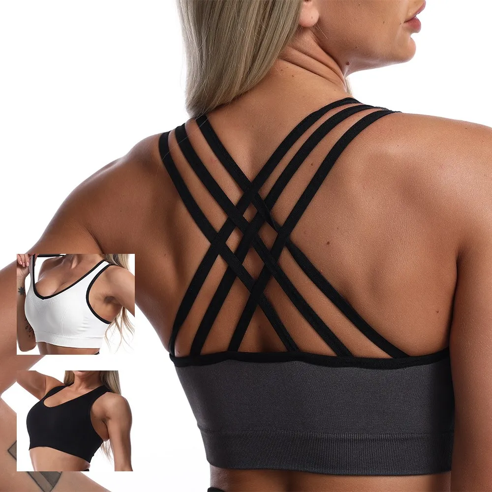 

Padded Strappy Sports Bras for Women - Activewear Tops for Yoga Running Fitness