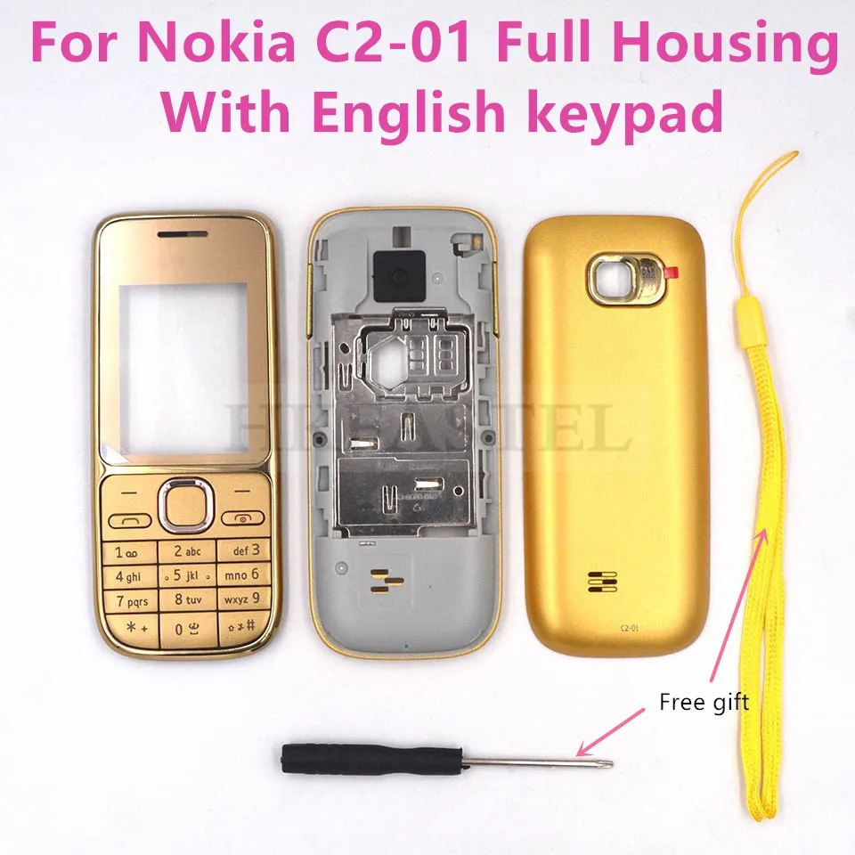 HKFASTEL Новый полностью золотистого цвета версия высокое качество чехол для Nokia C2