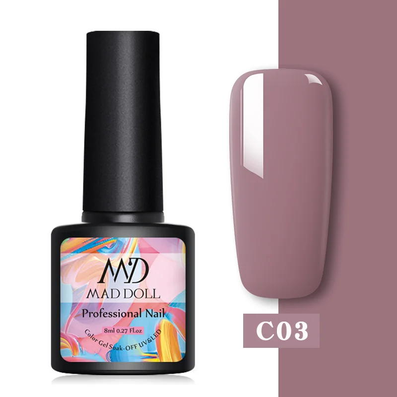 C03 MAD DOLL, 8 мл, Гель-лак для ногтей, красный, синий, фиолетовый, смешанные цвета, отмачивается от УФ-лака, долговечный гель для дизайна ногтей - Цвет: C03