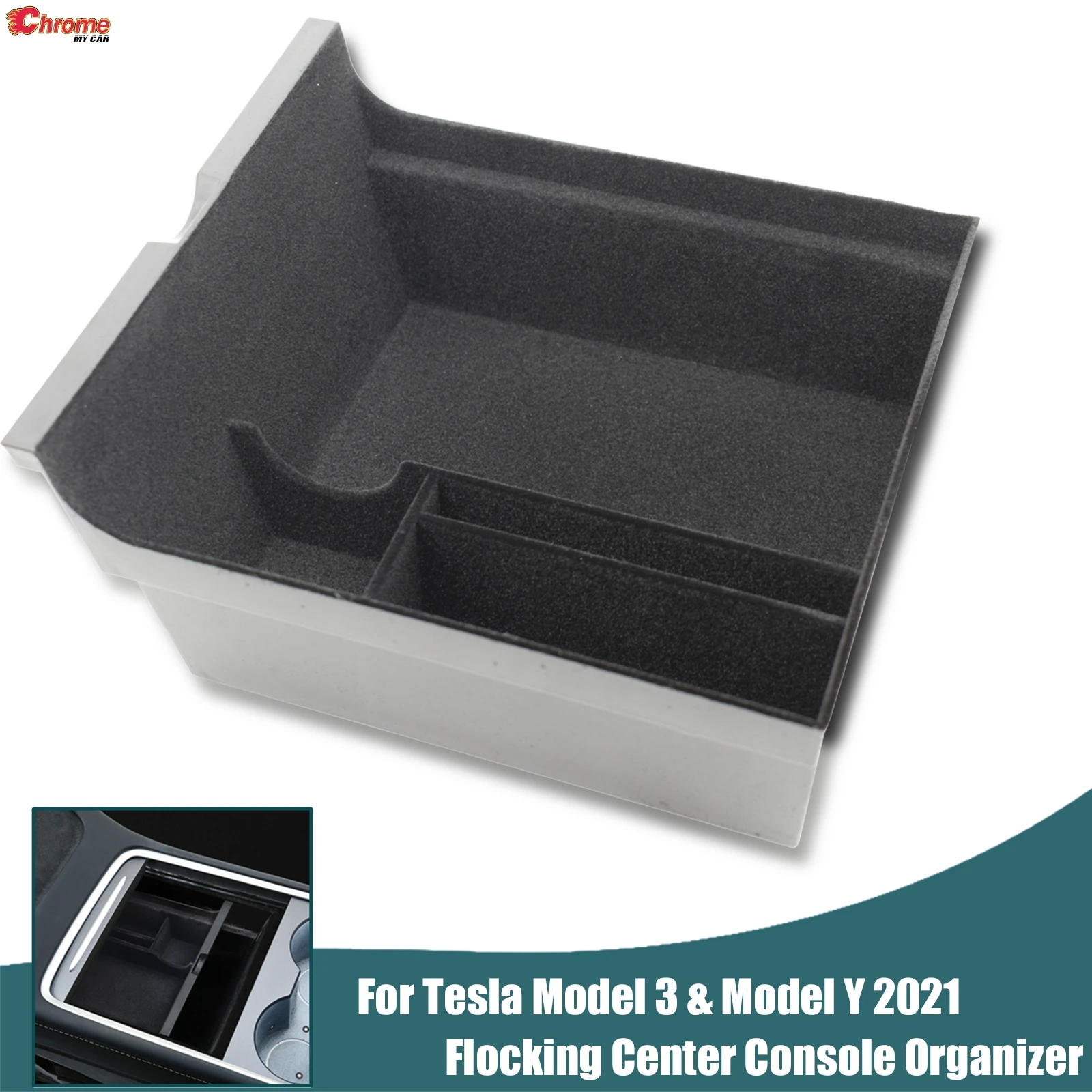 

For Tesla Model 3 Y 2021 Flocking Armrest Storage Box Center Console Organizer Container Holder Case Car Parts Accessories