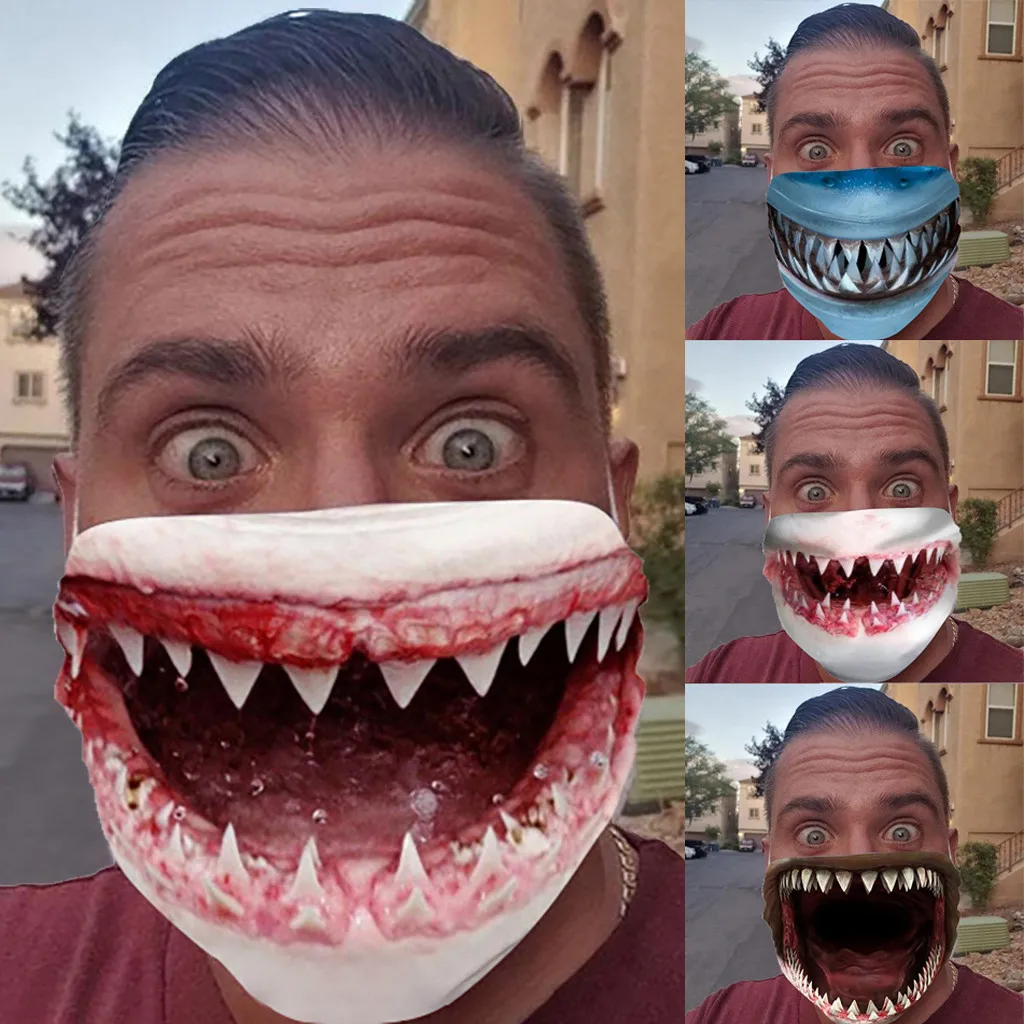 

3d страшная маска для лица с животным принтом, многоразовая моющаяся Пылезащитная маска для лица, модная дизайнерская маска для лица, искусс...