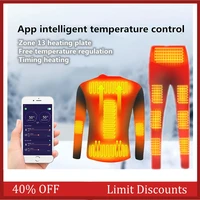 winter skiing heating underwear set usb battery powered heated thermal tops pants smart phone control temperature warm suit