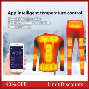 winter skiing heating underwear set usb battery powered heated thermal tops pants smart phone control temperature warm suit free global shipping