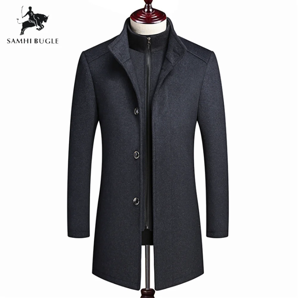 Мужское шерстяное зимнее пальто куртки 2020 модное высококачественное длинное