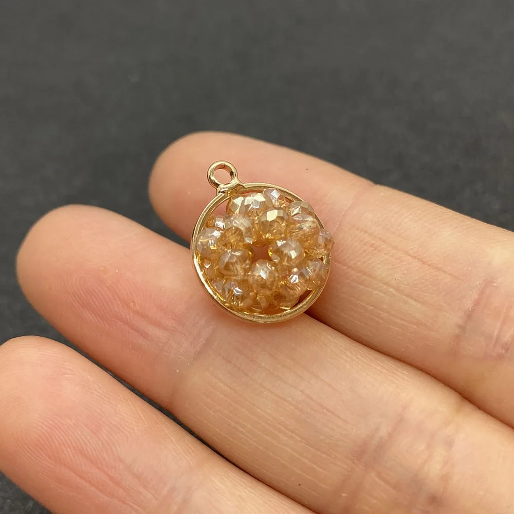 Серьги с натуральным кристаллом подвеска Красочные сферические бусины